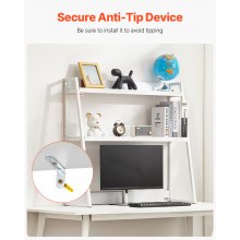 VEVOR Schreibtisch Bücherregal 2-stufiger Organizer (95 x 32 x 90 cm) Tischregale Organizer Ausstellungsregal aus Spanplatten + Melaminpapier + Q195A, Regal mit rutschfesten Füßen, Büro Weiß