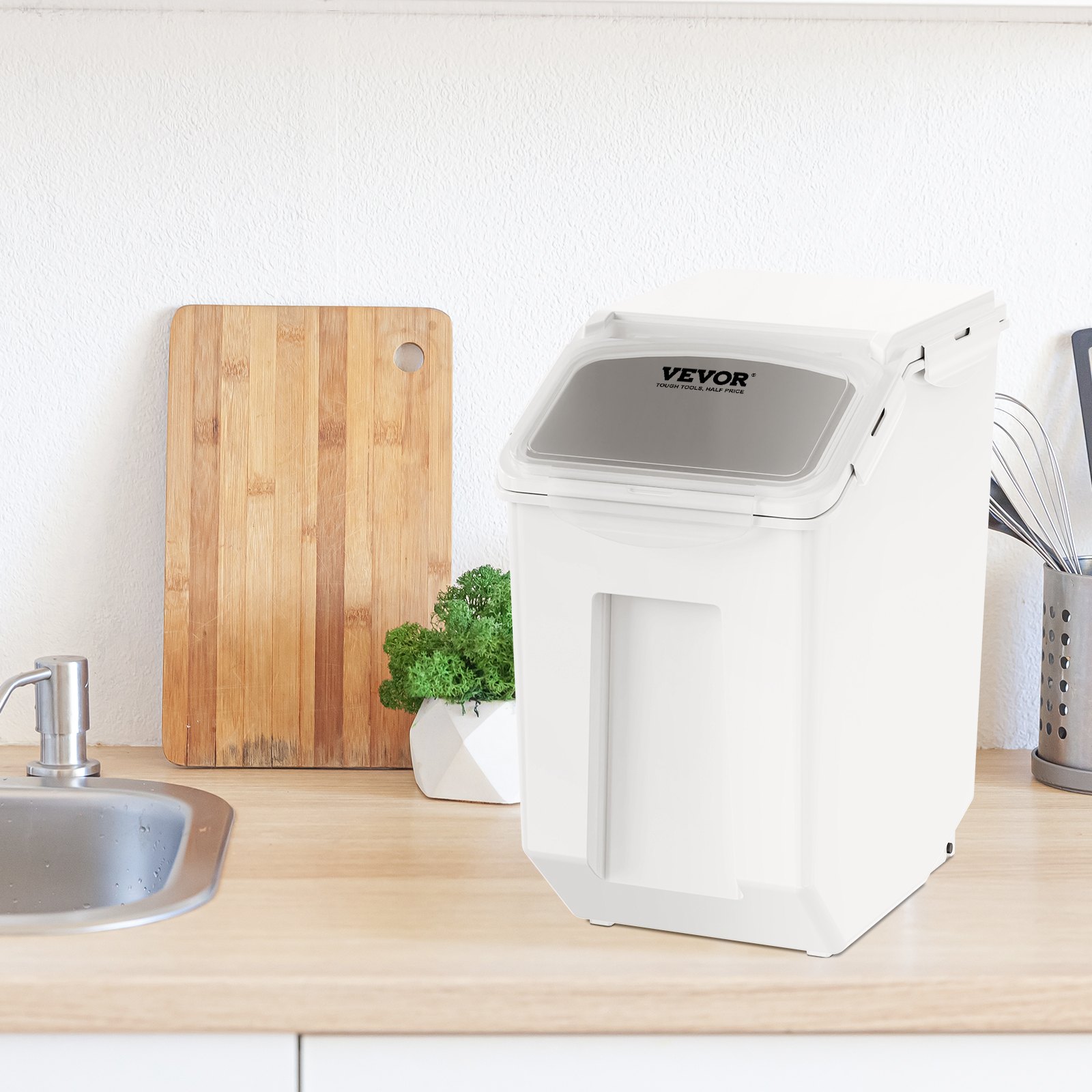 VEVOR Mottensichere Vorratsdosen Aufbewahrungsbox Küche 15 L x 2, Sichtbarer Vorratsbehälter PP mit Deckel und Rollen, Luftdichter Behälter für Reis, Mehl, Zucker, Hülsenfrüchte, Nüsse, Tiernahrung