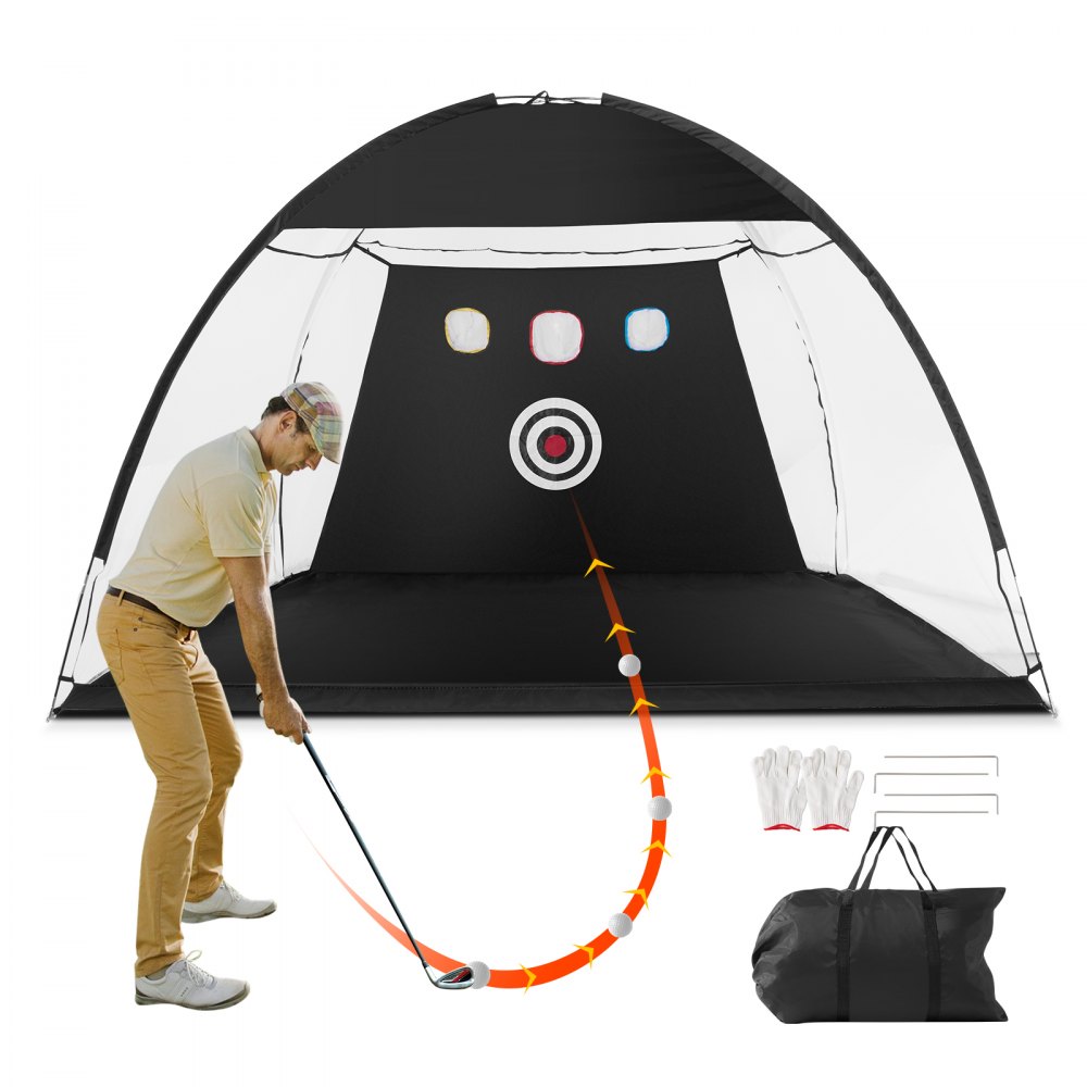 VEVOR Golfnetz, 3 x 2,1 m, Golf-Übungsnetz, Golfschwungtraining für drinnen und draußen, Golf-Schlaghilfenetz mit Zielscheibe und Tragetasche, für Driving-Chipping im Garten, Geschenk für Männer, Golf