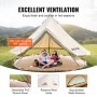 VEVOR 3m Glockenzelt Outdoor-Glamping Canvas-Zelt Baumwolle Tipi Zelt für Camping Waterproof für Familien Camping Outdoor Hunting für alle Jahreszeiten