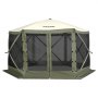 VEVOR Pop-Up-Pavillonzelt, Pop-Up-Zelt mit 6-seitigem Baldachin, Sonnenschutz mit 6 abnehmbaren Sichtschutz-Windtüchern und Netzfenstern, 12 x 12 Fuß, Schnellaufbau-Zelt mit Moskitonetz, Armeegrün
