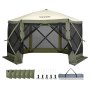 VEVOR Pop-Up-Pavillonzelt, Pop-Up-Zelt mit 6-seitigem Baldachin, Sonnenschutz mit 6 abnehmbaren Sichtschutz-Windtüchern und Netzfenstern, 12 x 12 Fuß, Schnellaufbau-Zelt mit Moskitonetz, Armeegrün