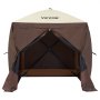 VEVOR Pop-Up-Pavillonzelt, Pop-Up-Zelt mit 4-seitigem Baldachin, Sonnenschutz mit 4 abnehmbaren Sichtschutz-Windtüchern und Netzfenstern, 6 x 6 Fuß, Schnellaufbau-Zelt mit Moskitonetz, braun