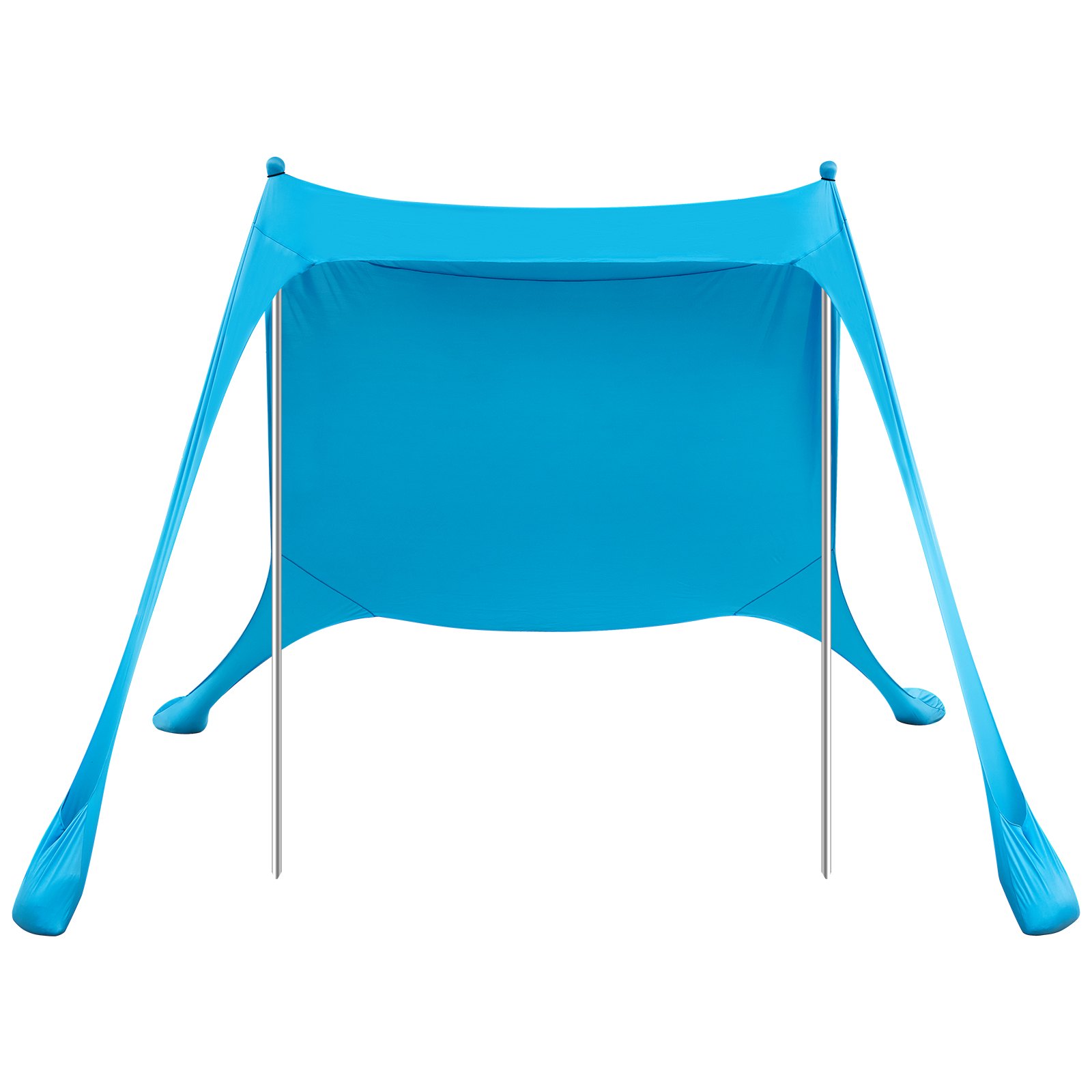 VEVOR Strandzelt mit Sonnenschutz (UPF 50+) 2,3 x 2,3 x 2 m Grundfläche, Strandmuschel mit Stützstangen & Sandschaufeln, Tragbares Sonnensegel für Familienausflüge Camping Angeln Blau