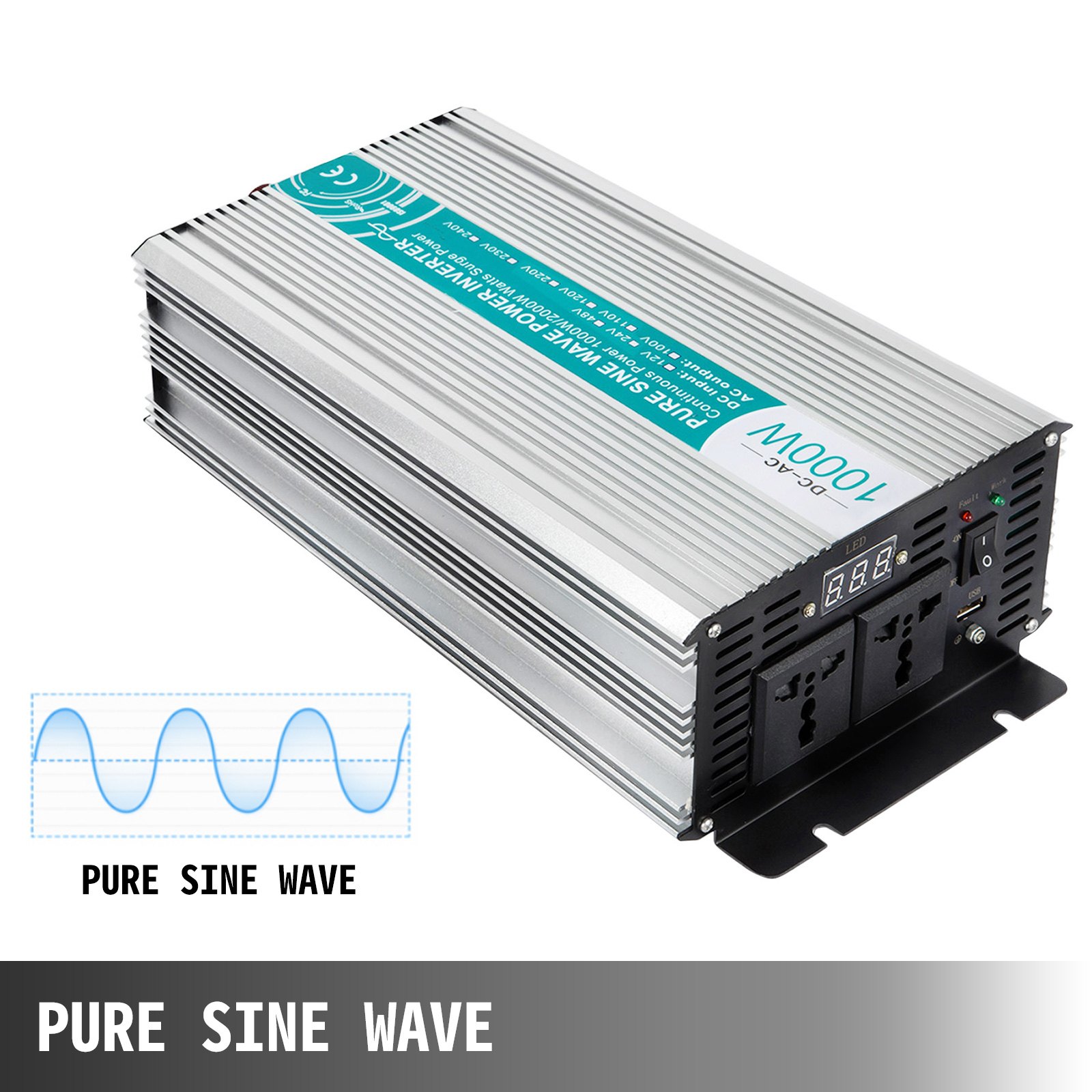 Spannungswandler 12v 220v Reiner Sinus Wechselrichter 1000w 2000w Lcd Usb