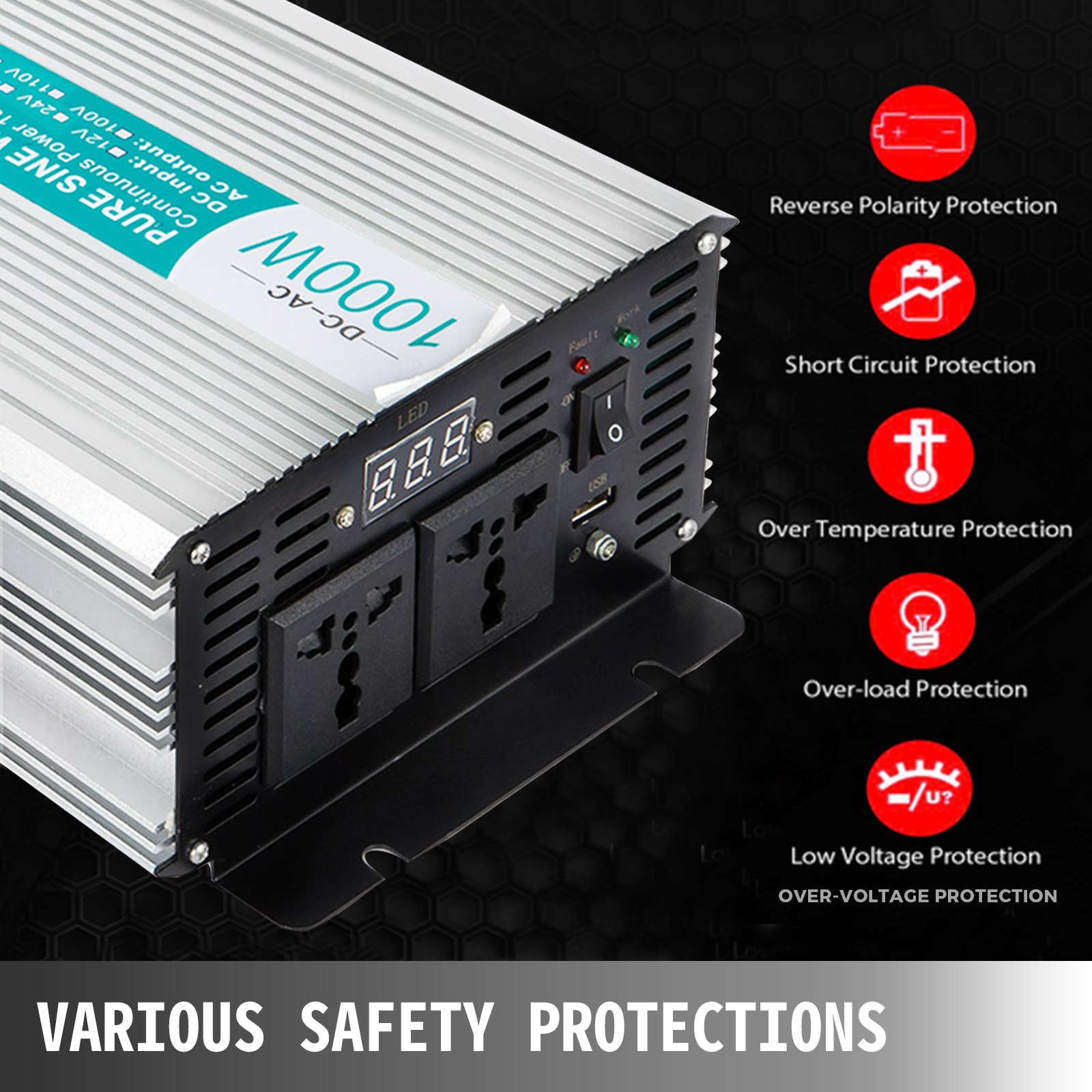 Spannungswandler 24v 1000w 2000w Stromwandler Solar Inverter Wechselrichter Lkw