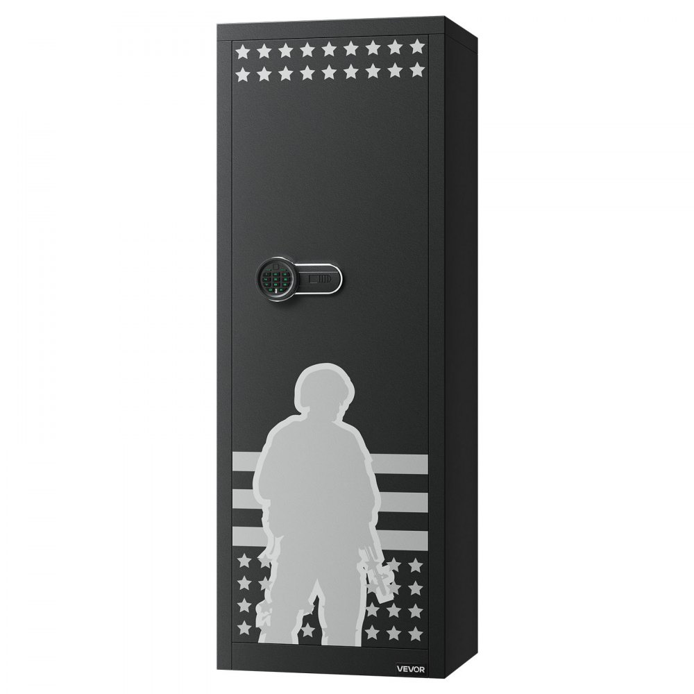 VEVOR Gewehrschrank Langwaffenschrank für 10-12 Gewehre, Gewehrtresor mit  4 Pistolentaschen & 3 verstellbaren Regalen, großer Waffenschrank mit Schlüssel & Passwortschloss