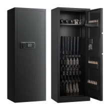 VEVOR Gewehrschrank Langwaffenschrank Gewehrtresor für 6-8 Gewehre, feuerfester Gewehrtresor mit 3 Munitionsfächern & 2 verstellbaren Regalen, Waffenschrank mit Schlüssel & Passwortschloss