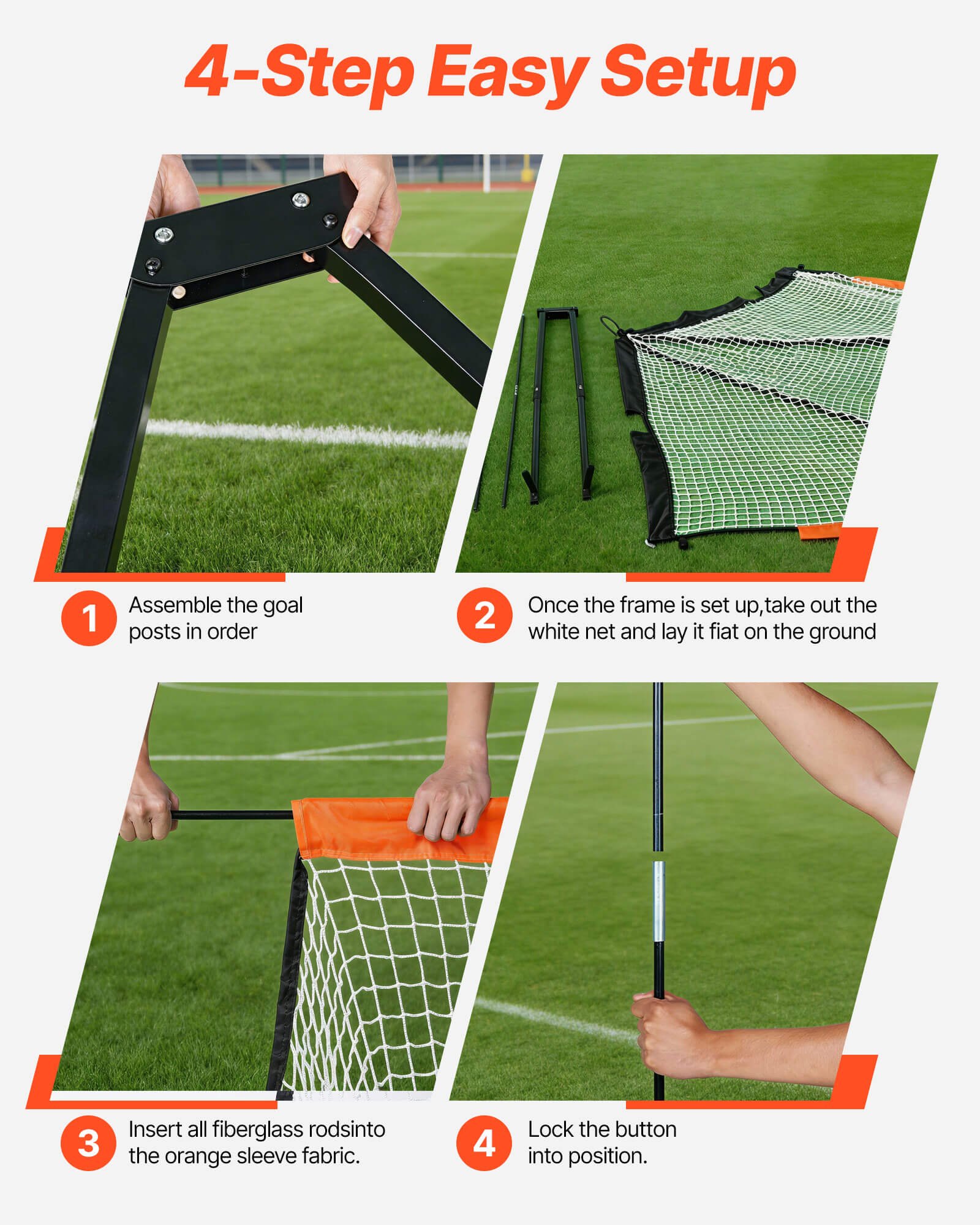 VEVOR Lacrosse Goal, 6' x 6' Lacrosse Net, Portable Lacrosse Goal with Carrying Bag, Fiberglass Pole, Backyard Lacrosse Training Equipment, Easy-to-Assemble College Goal, Perfect for Training