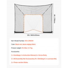 VEVOR Hockeytor Lacrosse-Tor (360 x 279 cm) großes Lacrosse-Netz mit erweiterter Abdeckung, schnell und einfach aufzubauende Ausrüstung für Garten, komplettes Zubehör-Trainingsnetz (nur Netz)