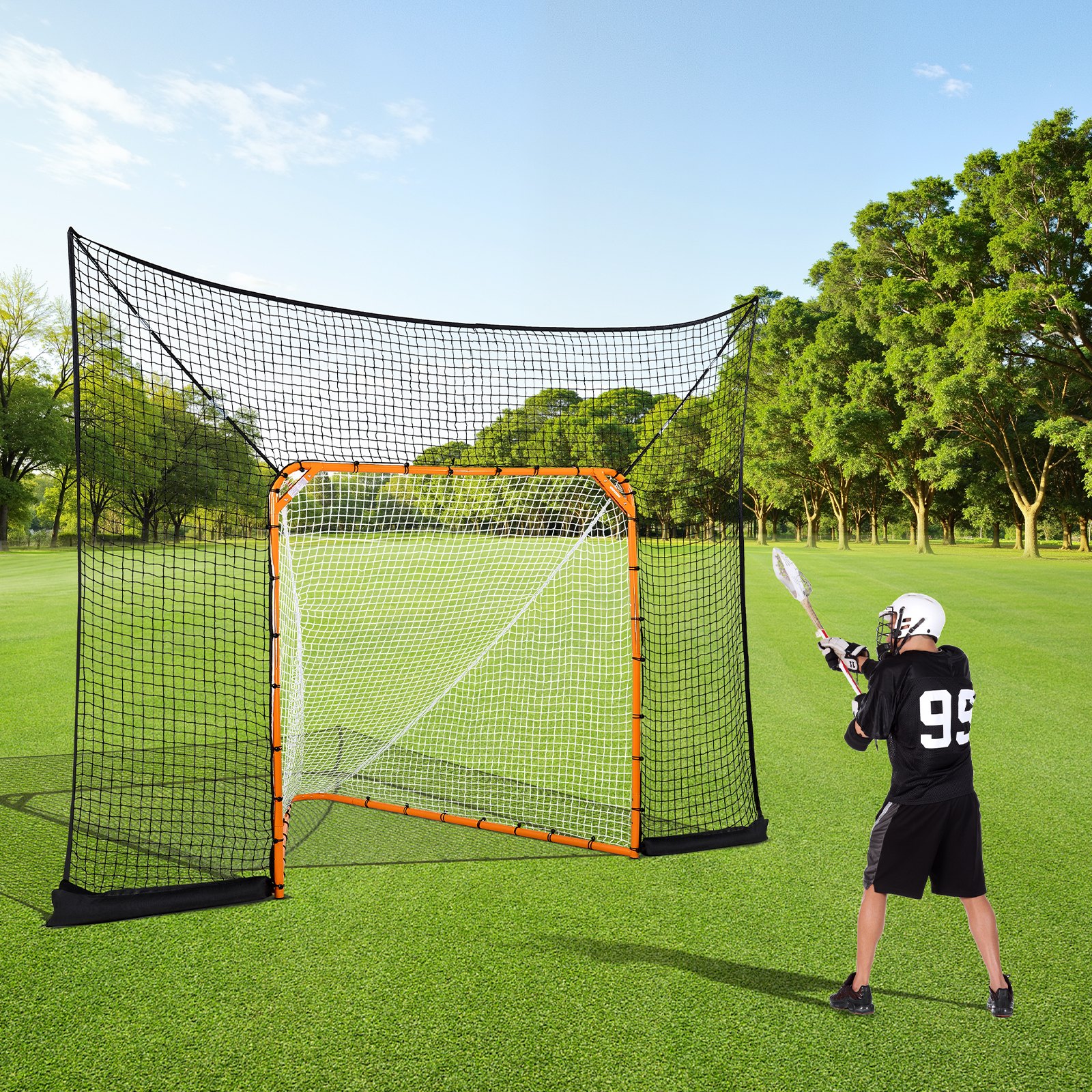 VEVOR Hockeytor Lacrosse-Tor (360 x 279 cm) großes Lacrosse-Netz mit erweiterter Abdeckung, schnell und einfach aufzubauende Ausrüstung für Garten, komplettes Zubehör-Trainingsnetz (nur Netz)