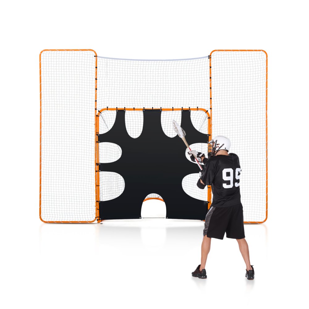VEVOR 3 in 1 Lacrosse-Tor (3,66 x 2,74 m) großes Lacrosse-Netz mit Rücklaufsperre und Zielscheibe, schnell und einfach aufzubauende Rebounder-Ausrüstung für Garten, Trainingsnetze mit Stahlrahmen