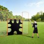 VEVOR 3 in 1 Lacrosse-Tor (3,66 x 2,74 m) großes Lacrosse-Netz mit Rücklaufsperre und Zielscheibe, schnell und einfach aufzubauende Rebounder-Ausrüstung für Garten, Trainingsnetze mit Stahlrahmen