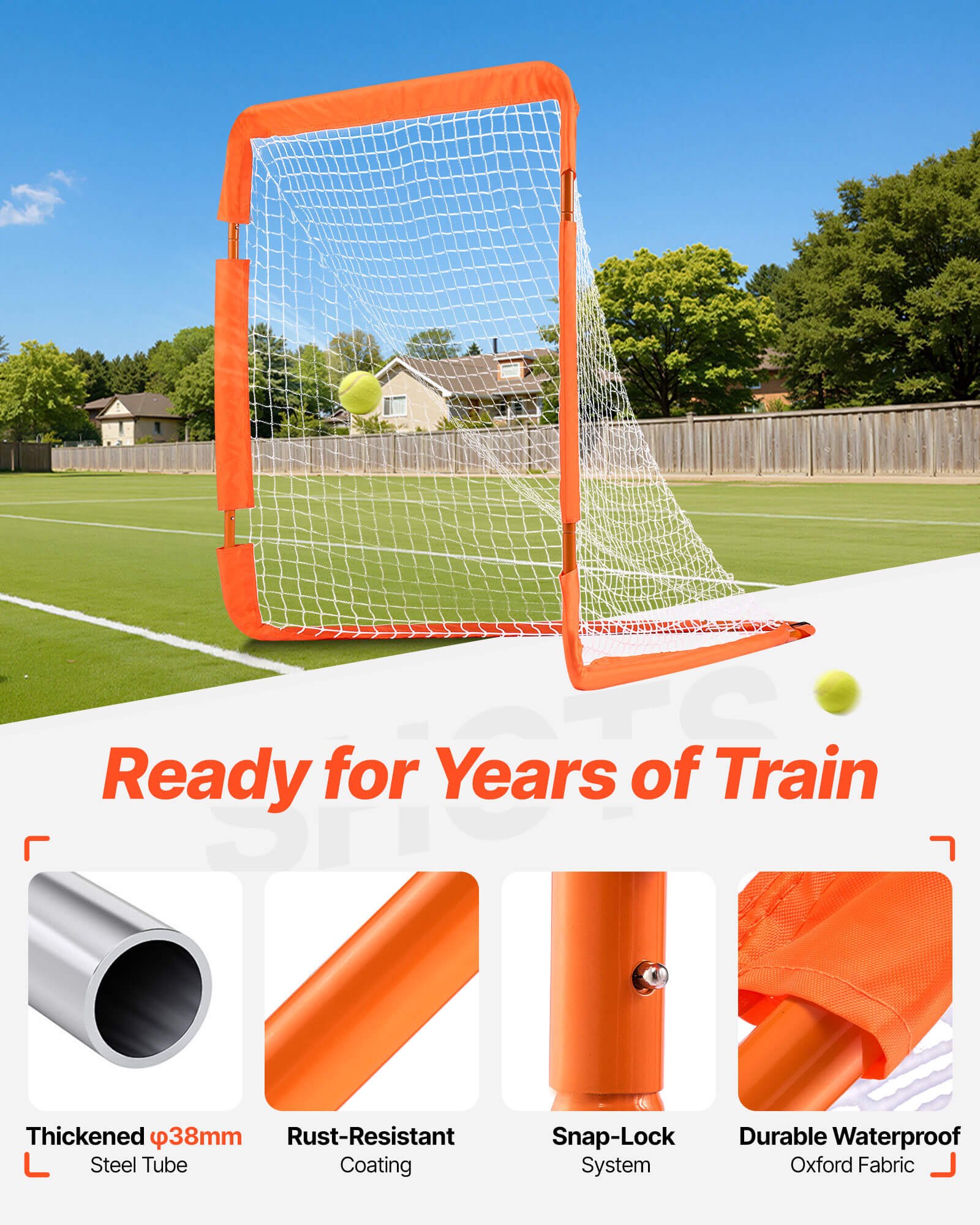 VEVOR Lacrosse-Tor, 4' x 4' kleines Kinder-Lacrosse-Netz, faltbares tragbares Lacrosse-Tor mit Tragetasche, Eisenrahmen-Hinterhof-Trainingsausrüstung, schneller und einfacher Aufbau, perfekt für Jugen