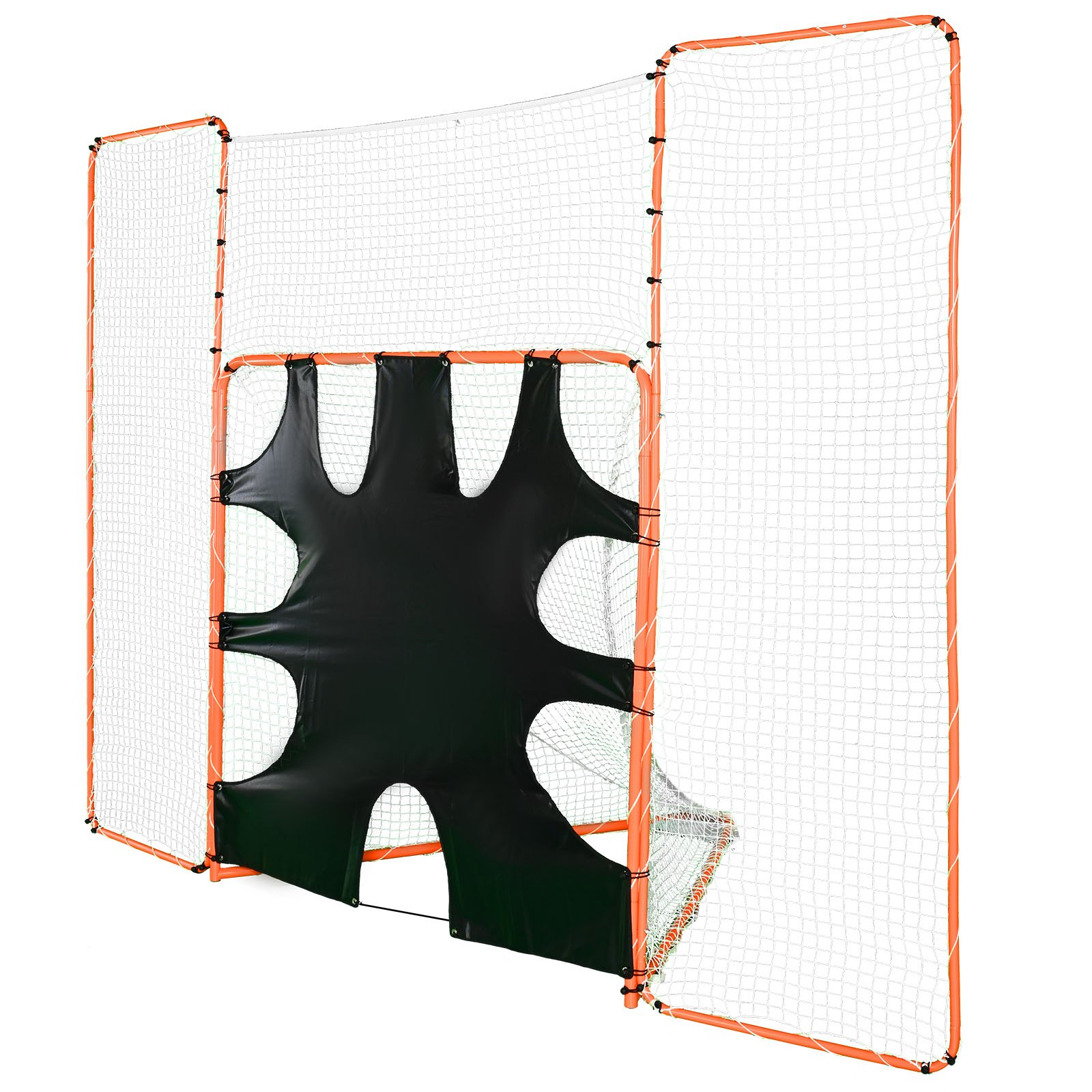 VEVOR 3-IN-1-Lacrosse-Tor mit Rücklaufsperre und Zielscheibe, 12' x 9' Lacrosse-Netz, Hinterhof-Lacrosse-Rebounder-Ausrüstung mit Stahlrahmen, schnell und einfach aufzubauendes Trainingsnetz, perfekt