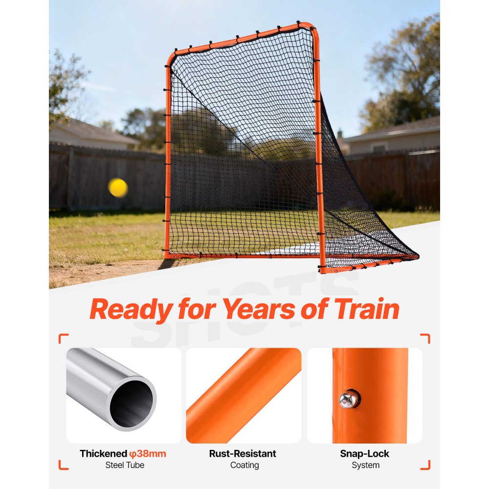 VEVOR Lacrosse-Tor, 6' x 6' Lacrosse-Netz, faltbare tragbare Hinterhof-Lacrosse-Trainingsausrüstung, Stahlrahmen-Trainingsnetz, schnell und einfach aufzubauendes Lacrosse-Tor, perfekt für das Training