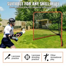 VEVOR Lacrosse-Tor, 6' x 6' Lacrosse-Netz, faltbare tragbare Hinterhof-Lacrosse-Trainingsausrüstung, Stahlrahmen-Trainingsnetz, schnell und einfach aufzubauendes Lacrosse-Tor, perfekt für das Training