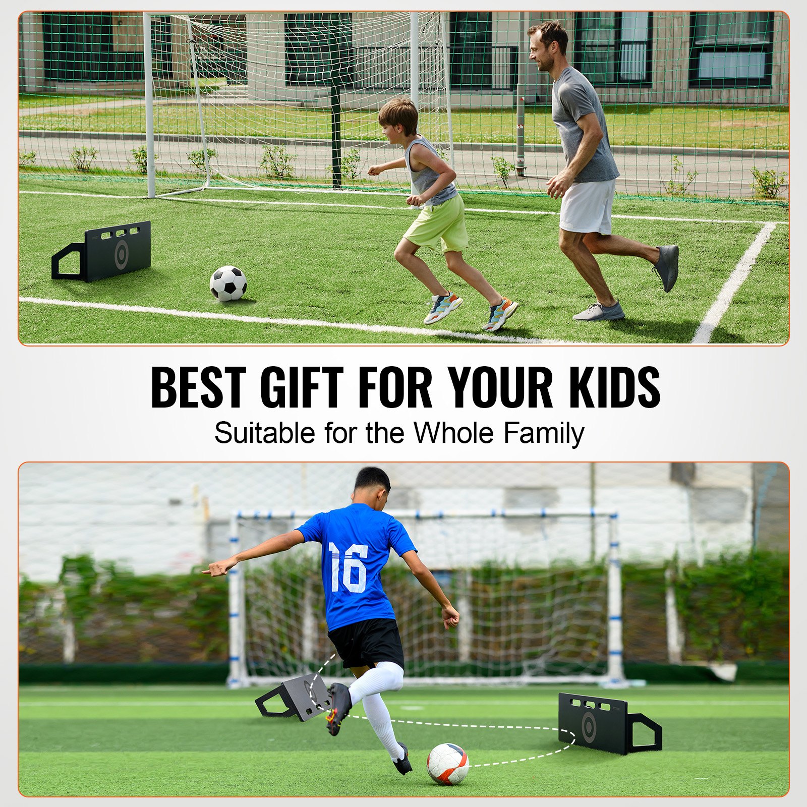 VEVOR Fußball Rebound Board, tragbares Prellwand 80 x 30 cm, HDPE Rebounder Ausrüstung mit 2 Rückprallwinkeln, Trainingsbrett Rebounder Kicker für Fußballtraining Pass- und Schussübungen