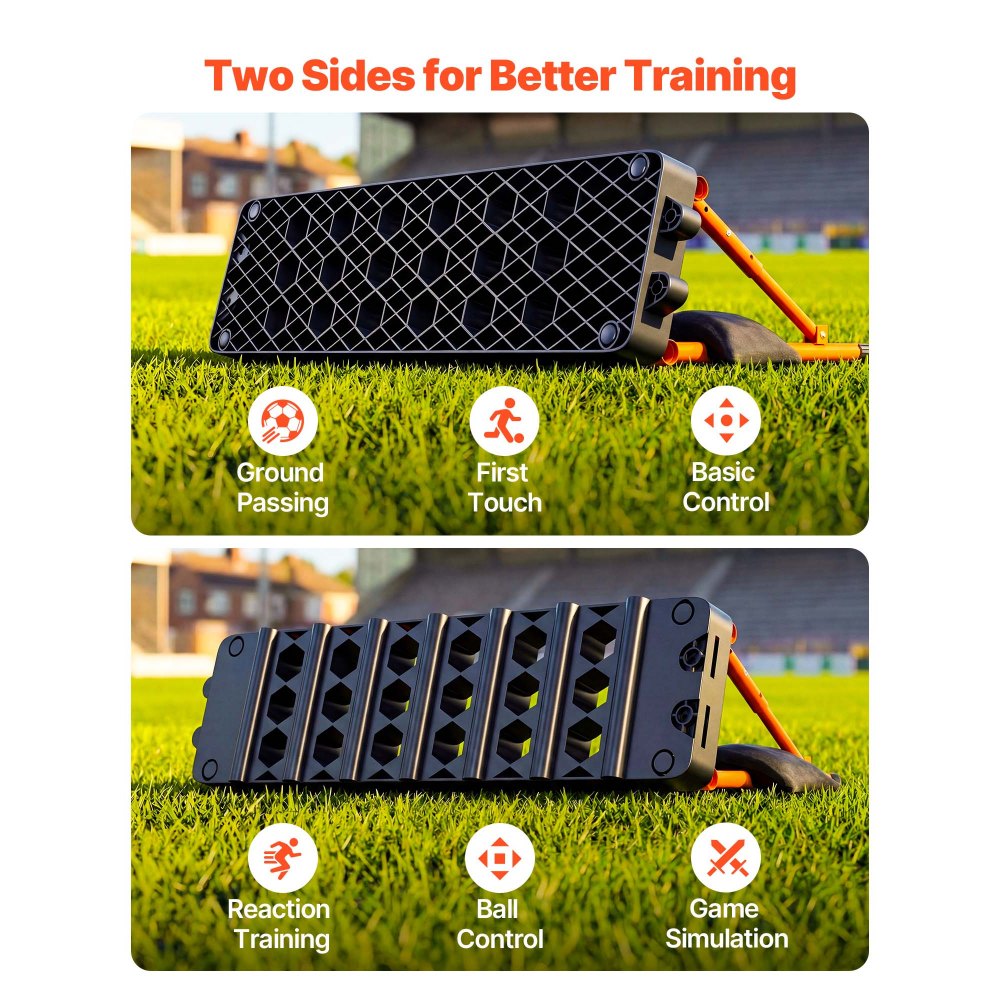 VEVOR Soccer Rebounder Board, 950 x 250 mm Portable Soccer Rebound Wall, Dual Surface Sports Kick Back Trainer, 3 Adjustable Angles, Easy Setup Ball Practice Equipment for Passing & Reaction Skills