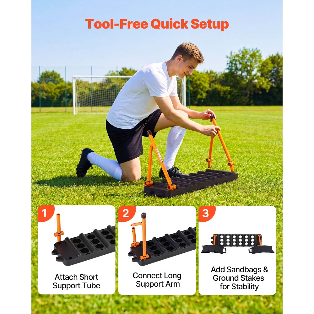 VEVOR Soccer Rebounder Board, 950 x 250 mm Portable Soccer Rebound Wall, Dual Surface Sports Kick Back Trainer, 3 Adjustable Angles, Easy Setup Ball Practice Equipment for Passing & Reaction Skills