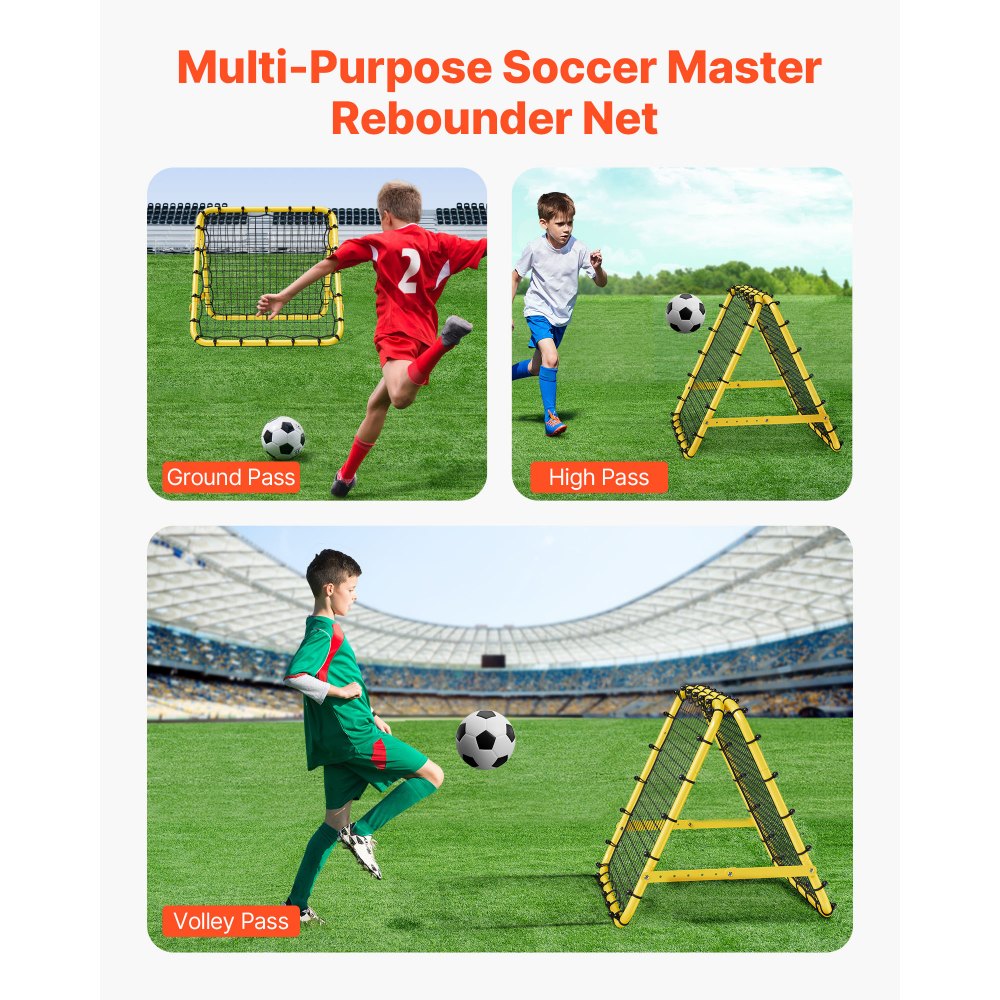 VEVOR Fußball-Rebound-Netz 40 x 35 x 37 Zoll, tragbares Fußball-Tornetz mit vollständig einstellbaren Winkeln, Hilfsmittel und Ausrüstung für alle Altersgruppen Kick-Back Rebounder