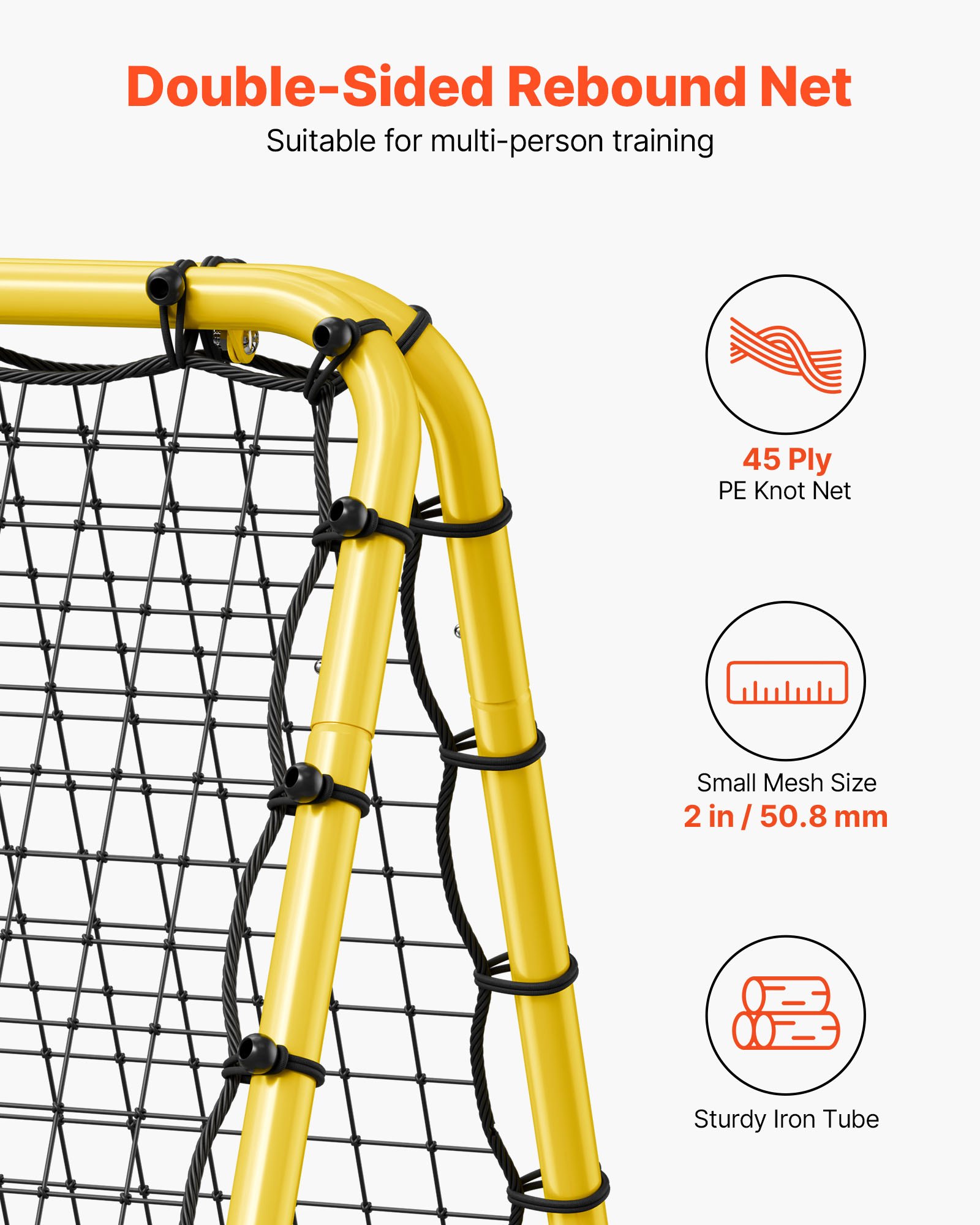 VEVOR Football Rebound Net 40 x 35 x 37 inches, portable football goal net with fully adjustable angles, aids and equipment for all ages, kick-back rebounder