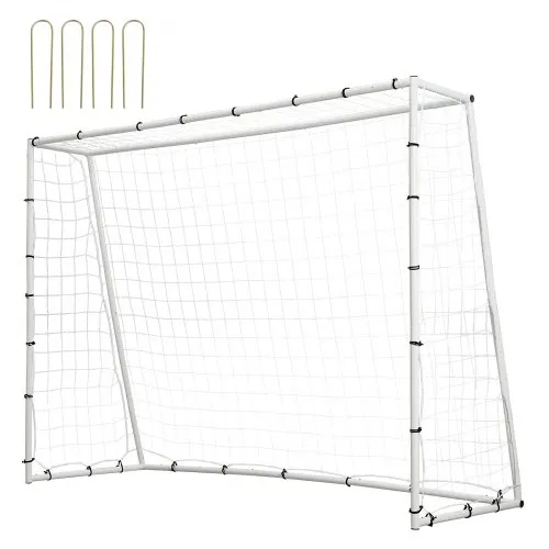 VEVOR Fußball Rebound Netze Tragbares Prellwand Fußball 242 x 92 x 184 cm, Rebounder Fußball Rückprallnetz Eisenrohr & PE-Netz Kinder & Jugendliche Verstellbar Fußballtor Rebounder Kicker Weiß
