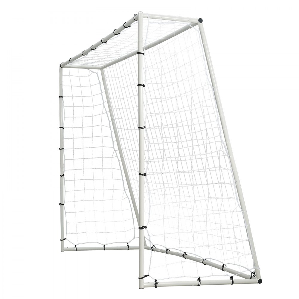 VEVOR Fußball Rebound Netze Tragbares Prellwand Fußball 242 x 92 x 184 cm, Rebounder Fußball Rückprallnetz Eisenrohr & PE-Netz Kinder & Jugendliche Verstellbar Fußballtor Rebounder Kicker Weiß