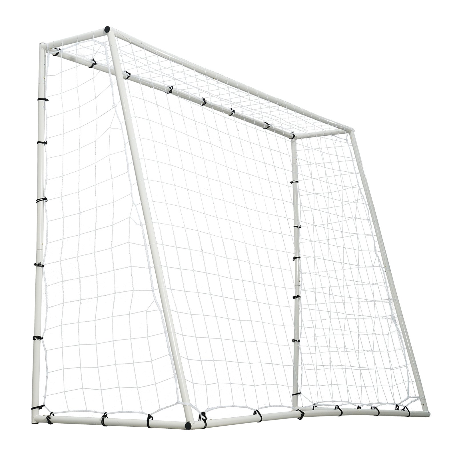 VEVOR Fußball Rebound Netze Tragbares Prellwand Fußball 242 x 92 x 184 cm, Rebounder Fußball Rückprallnetz Eisenrohr & PE-Netz Kinder & Jugendliche Verstellbar Fußballtor Rebounder Kicker Weiß