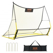 VEVOR 2 in 1 Fußball Rebound Doppelte Netze Tragbares Prellwand Fußball 25,4 x 25,4mm, Rebounder Fußball Eisenrohr & PE-Netz Kinder & Jugendliche Verstellbar Fußballtor Rebounder Kicker Gelb
