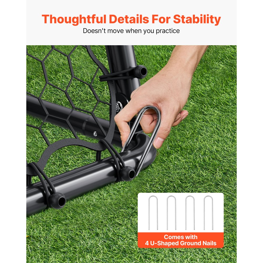 VEVOR Fußball-Rebounder Rückprallnetz Kick-Back 34 x 34 Zoll tragbare Fußball-Trainingsgeschenke, Tornetz mit vollständig einstellbaren Winkeln, Hilfsmittel und Ausrüstung für alle Altersgruppen