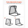 VEVOR Fußball-Rebounder Rückprallnetz Kick-Back 34 x 34 Zoll tragbare Fußball-Trainingsgeschenke, Tornetz mit vollständig einstellbaren Winkeln, Hilfsmittel und Ausrüstung für alle Altersgruppen