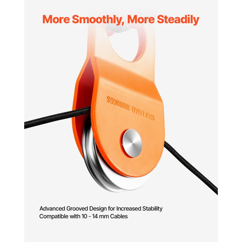 VEVOR Seilwinden Umlenkrolle, 10 Tonnen Tragkraft, Flaschenzugsystem, Forstseilwinde funktioniert mit 10-14 mm Seil, Windenhaken-Zubehör, Offroad-Bergezubehör für LKW, Traktor, ATV, UTV