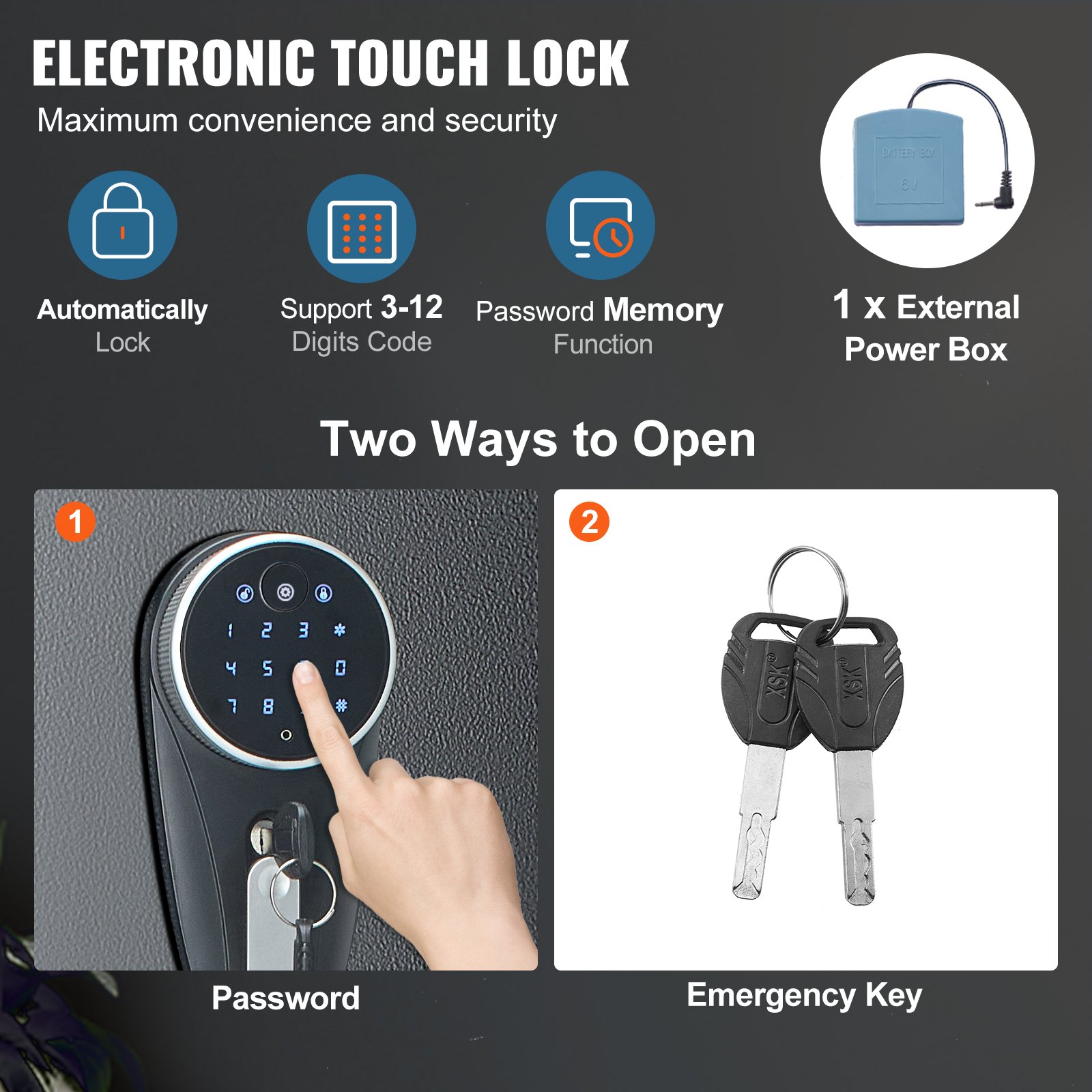 VEVOR Munitionsschrank Waffenschrank Stahlblech Langwaffenschrank 5 Langwaffen & 4 Pistolen, Verstellbarer Waffenschrank Intelligente Schlösser inkl. Schließfächer & Kugellagerregal Waffenhalter