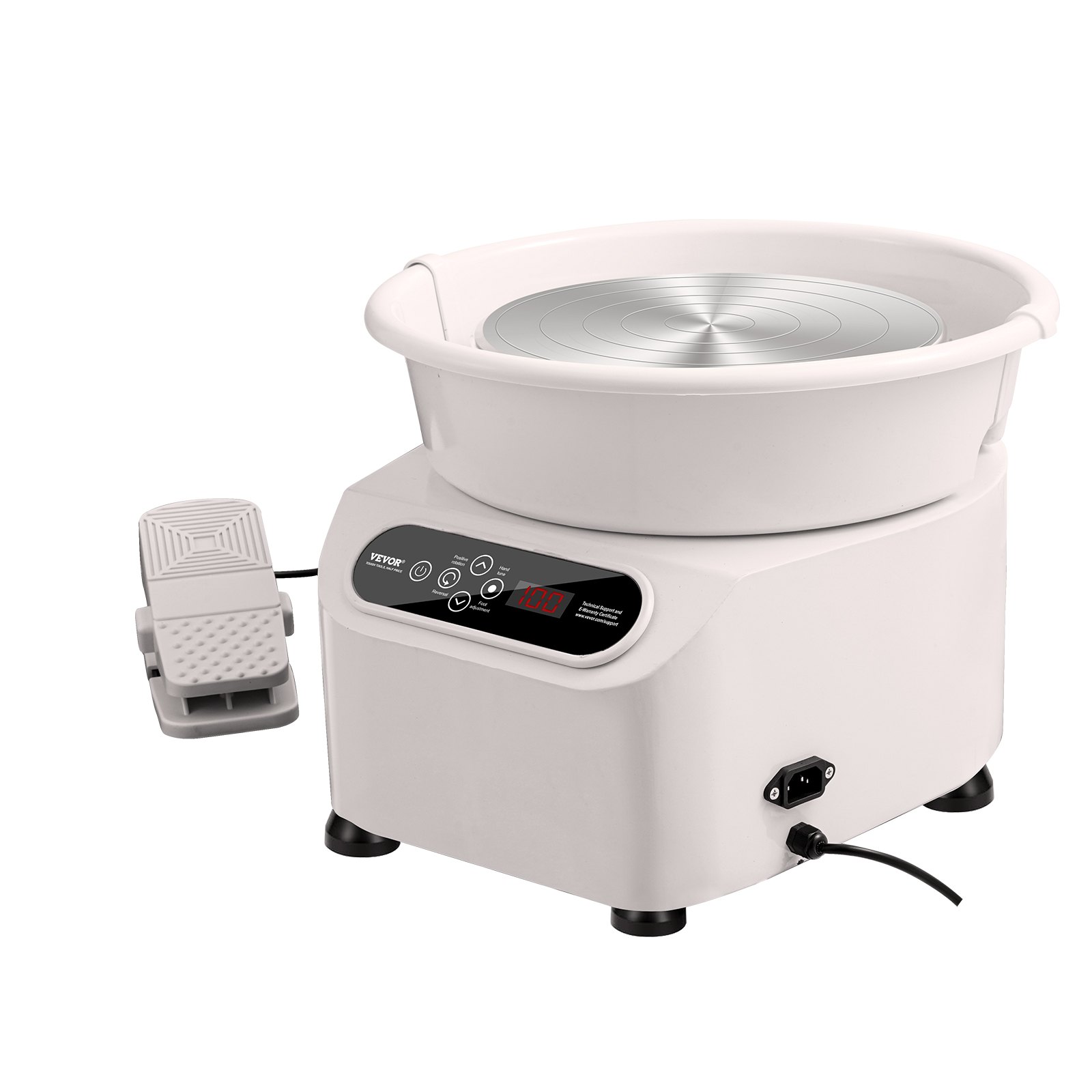 VEVOR Töpferscheibe, 28 cm Töpferformmaschine, 450 W elektrische Töpferscheibe mit Pedal und LCD-Touchscreen, Direktantrieb-Keramikscheibe mit Formwerkzeugen für Heimwerker-Kunsthandwerk, weiß