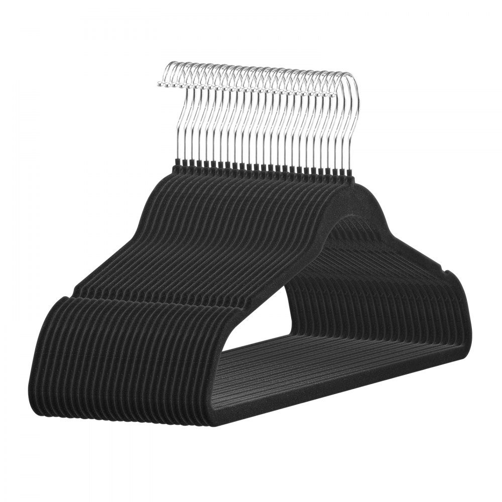 VEVOR Kleiderbügel Hemdenbügel rutschfest, 50er-Pack weiße Kleiderbügel aus Samt mit 360-Grad-Drehhaken & 5 mm ultradünnem Design, platzsparende Kleiderbügel für Seidenkleidung Mäntel Pullover Träger