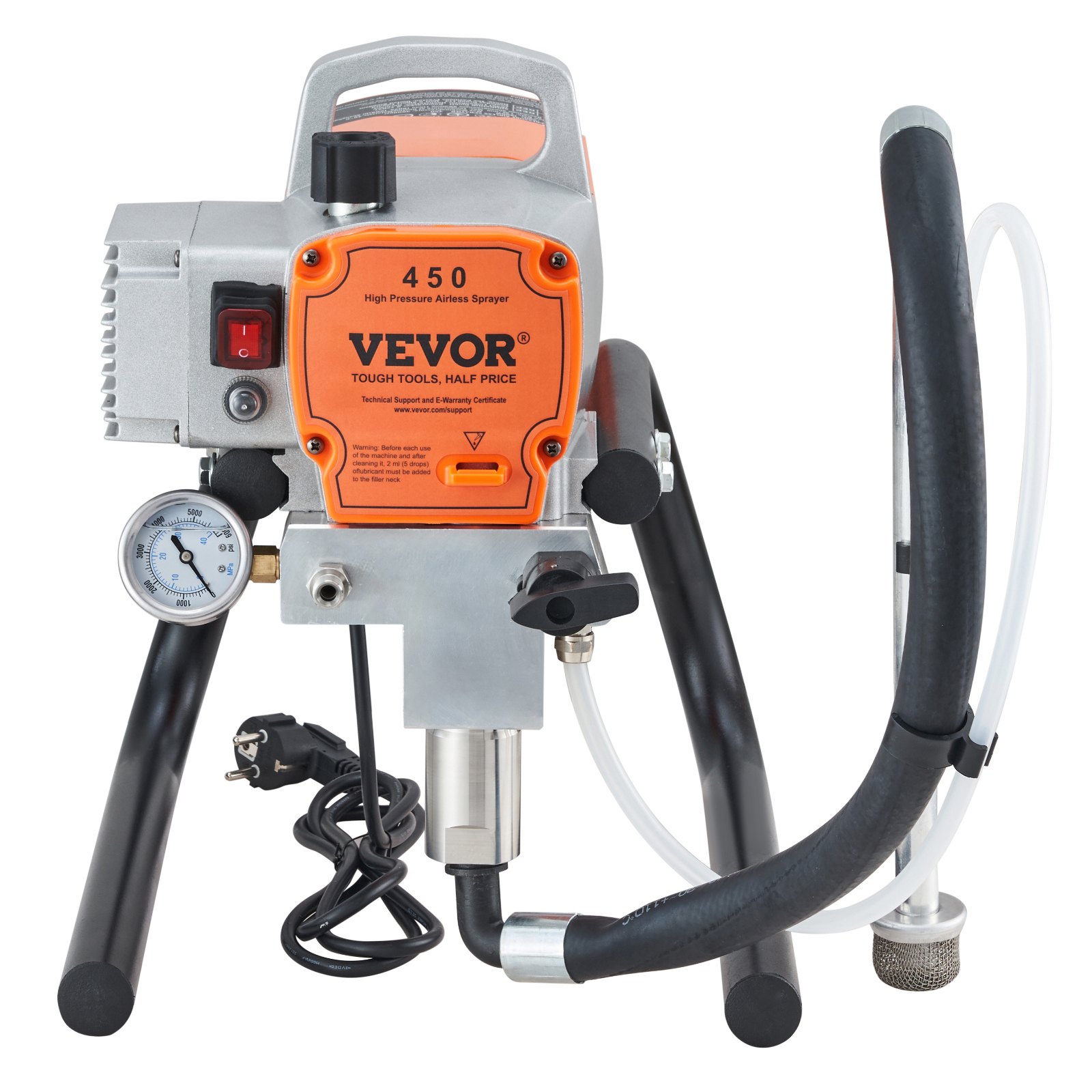 VEVOR Farbspritzgerät, 1500 W Airless-Farbspritzgerät, Schlauch-Farbspritzpistole, 3000 PSI Farbspritzgeräte für zu Hause für Schiffe, Brücken, Türme, Masten und andere große langfristige Metallstrukturen in der Industrie