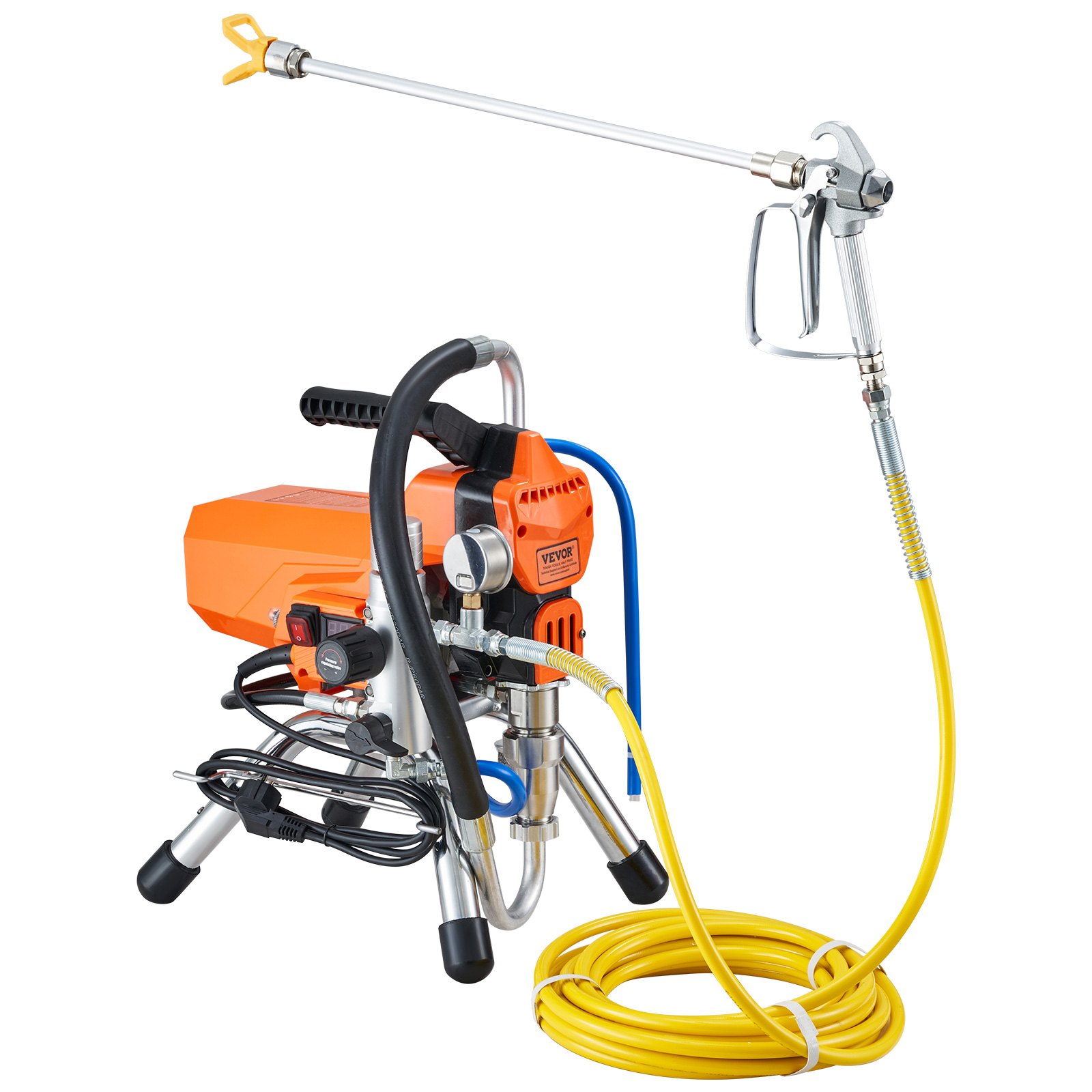 VEVOR Airless-Wandfarben-Spritzpistole mit Hochdruckrohr, Spritzgerät Hochdruck-Spritzen, 2000 W Wandfarben-Spritzpistole Farbsprühgerät für wasser- und ölbasierte Innen- und Außenfarben