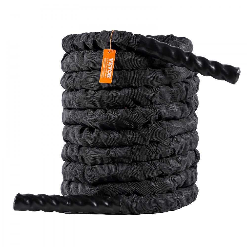VEVOR Battle Rope, 1,5 Zoll Durchmesser, 30 Fuß Länge, Polyester-Trainingsseil, Battle-Trainingsgerät mit Schutzhülle und Anker, schweres Seil für das Training der Rumpfmuskulatur im Heim-Fitnessstudio