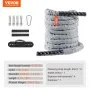 VEVOR Battle Rope, 1,5 Zoll Durchmesser, 30 Fuß Länge, Polyester-Trainingsseil, Battle-Trainingsgerät mit Schutzhülle und Anker, schweres Seil für das Home-Fitnessstudio-Workout, Rumpfkrafttraining, grau
