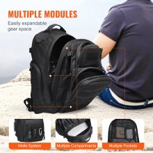 VEVOR taktische Reisetasche Rucksack 25 L mit Molle-Design & Schwammpolster, militärische Reisetasche Militärrucksack Ausrüstungstasche Rucksack für Outdoor Abenteuer Wandern Jagen Schwarz