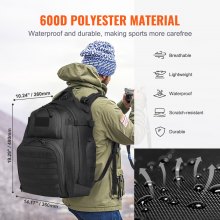 VEVOR taktische Reisetasche Rucksack 25 L mit Molle-Design & Schwammpolster, militärische Reisetasche Militärrucksack Ausrüstungstasche Rucksack für Outdoor Abenteuer Wandern Jagen Schwarz