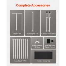 VEVOR Tisch Deko Tischstange, 330–1066,8 mm hoch & 711,2–2489,2 mm längenverstellbar, Tischbogen mit Klemmen, Deko-Tischgestell für Hochzeits-, Geburtstags- & Weihnachtsdekorationen, weiß