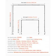 VEVOR Tisch Deko Tischstange, 330–1066,8 mm hoch & 711,2–2489,2 mm längenverstellbar, Tischbogen mit Klemmen, Deko-Tischgestell für Hochzeits-, Geburtstags- & Weihnachtsdekorationen, Schwarz