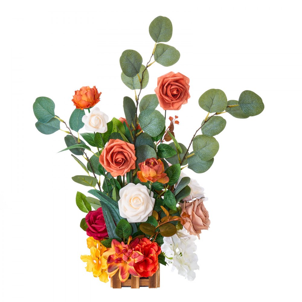 VEVOR Künstliche Blumenarrangements, 4 Stück, 450x250x250 mm Kunstblumendekorationen, orangefarbene Blumenmittelstücke für Hochzeiten, Zeremonien, Partys, Tisch-und Wohndekoration