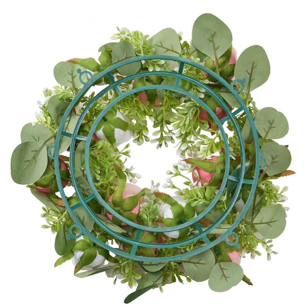 VEVOR Künstlicher Blumenkranz, 340x340x90 mm, Kunstblumenkranz mit rosa & weißen Rosen, Blumenarrangement-Mittelstück für Valentinstag, Muttertag, Party, Hochzeit & Tischdekoration, 10 Stk.