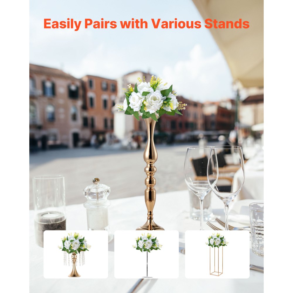 VEVOR Kunstblumen 10 Stück, Blumenkugel-Arrangement-Bouquet, 240 x 240 x 120 mm, Hochzeitsrosen-Tischdekoration, Seidenrosen für Hochzeits-Tisch-& Heimtischdekorationen, weiß