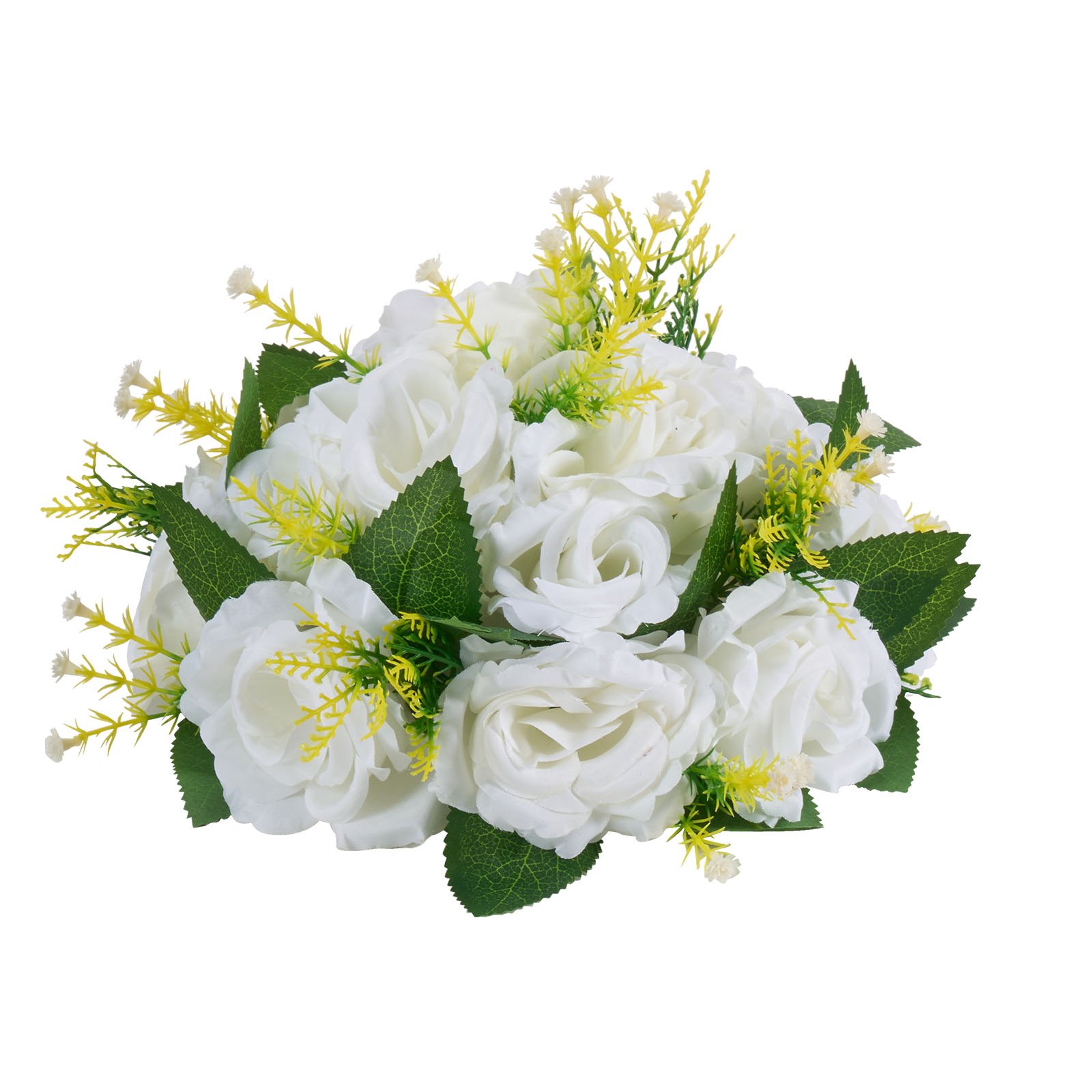 VEVOR Kunstblumen 10 Stück, Blumenkugel-Arrangement-Bouquet, 240 x 240 x 120 mm, Hochzeitsrosen-Tischdekoration, Seidenrosen für Hochzeits-Tisch-& Heimtischdekorationen, weiß