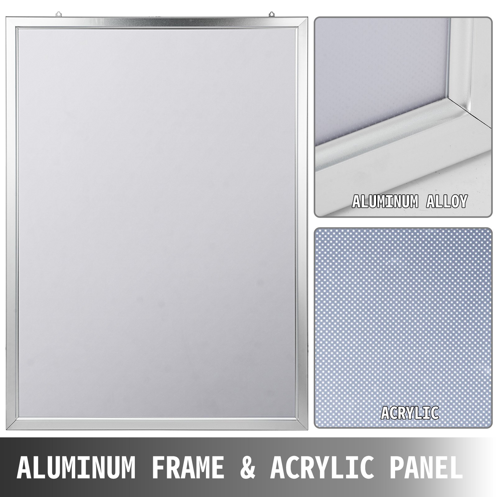 VEVOR LED Leuchtrahmen 33 x 47 Zoll, LED Bilderrahmen 1189 x 841 mm, 24 Lumen LED Acryl Plakat Rahmen 220 V, LED-Beleuchtete Posterrahmen hintergrundbeleuchteter A0, Silbrige Bilderrahmen mit licht