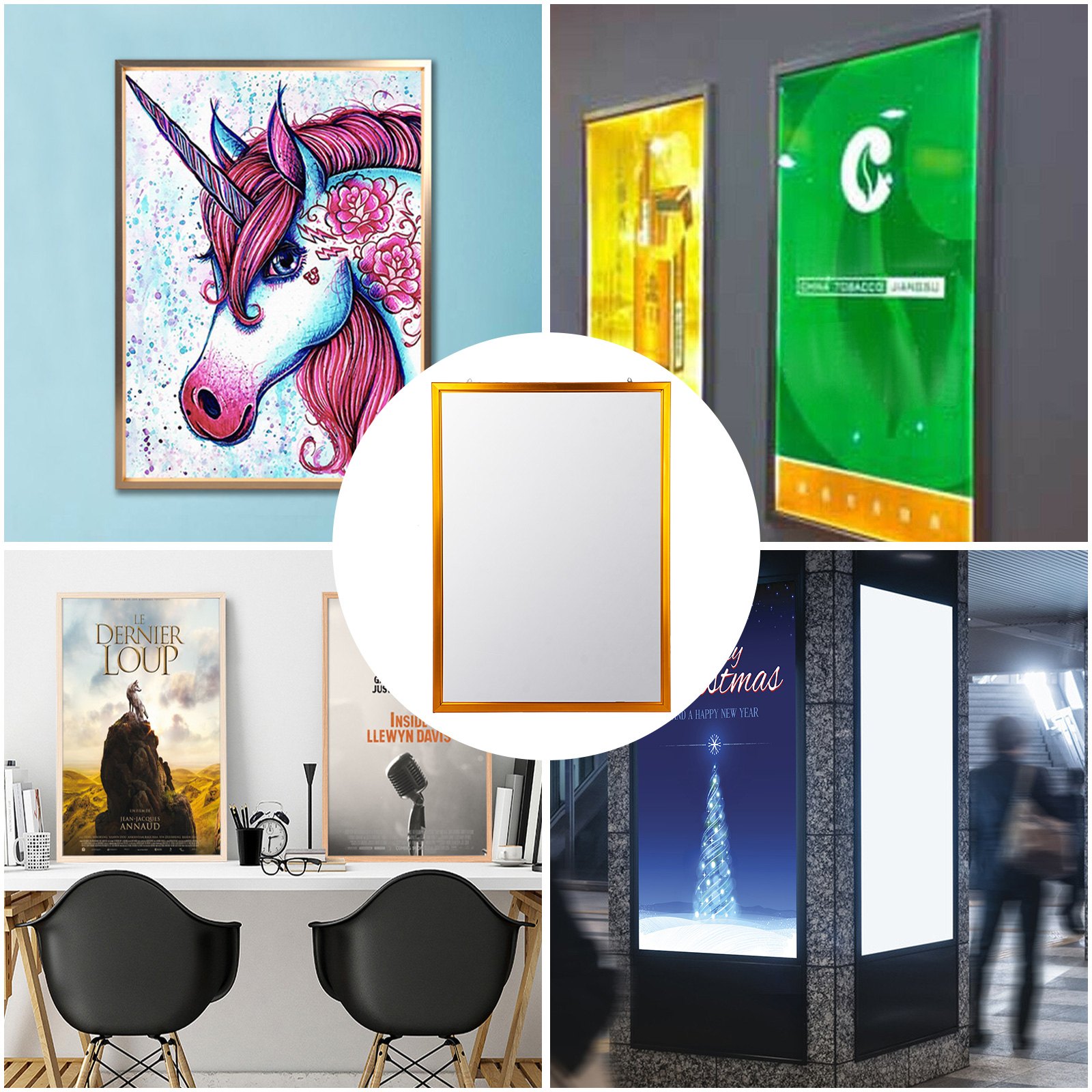 Vevor Led Leuchtrahmen 17x23 Zoll Bilderrahmen Posterrahmen Leuchtdisplay Golden